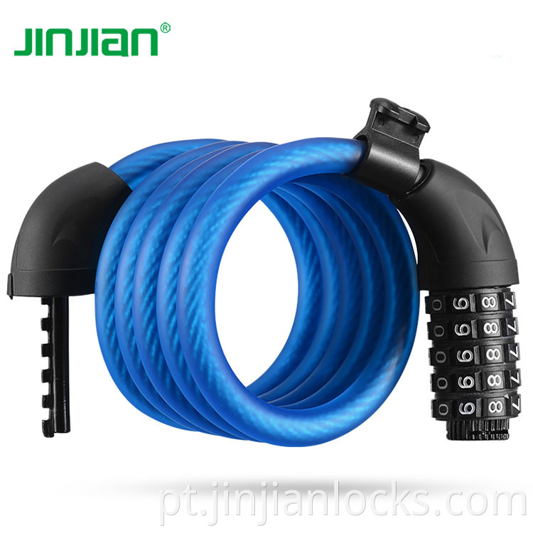 Factory Supply PVC Steel Bicycle Bicking Flock Matte Cable Lock 5 Número de combinação digital Bloqueio para bicicleta